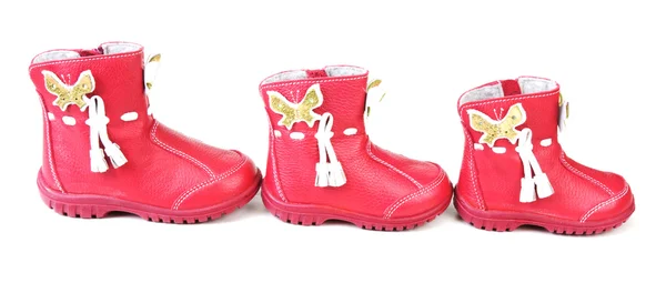 Red leather baby boots — Stock Photo, Image