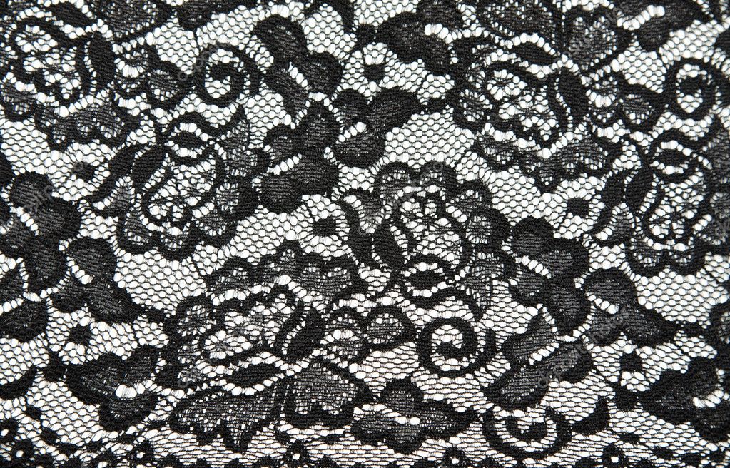 Black Lace Fabric With Flower Pattern Picture