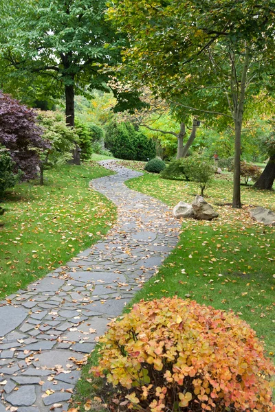 Chemin de pierre dans le parc d'automne — Photo