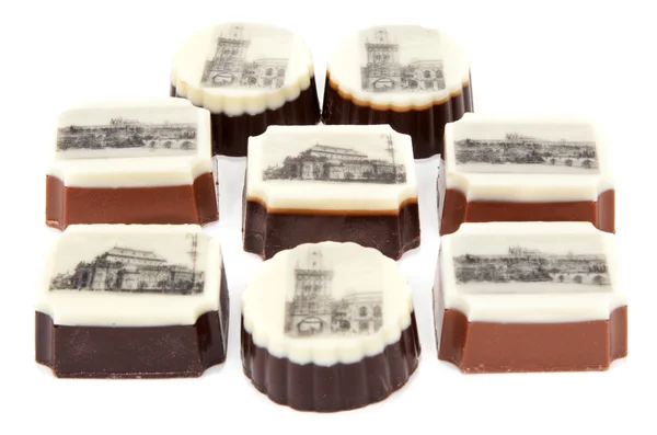 Dulces de chocolate con el tipo de la Praga —  Fotos de Stock