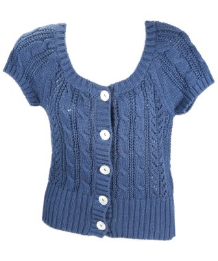 Blue knitted woman's jacket with button clipart