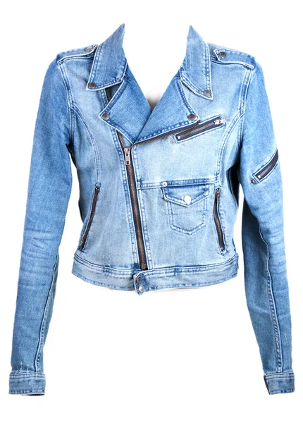 Jeans jacket in zipper — Stock Photo, Image