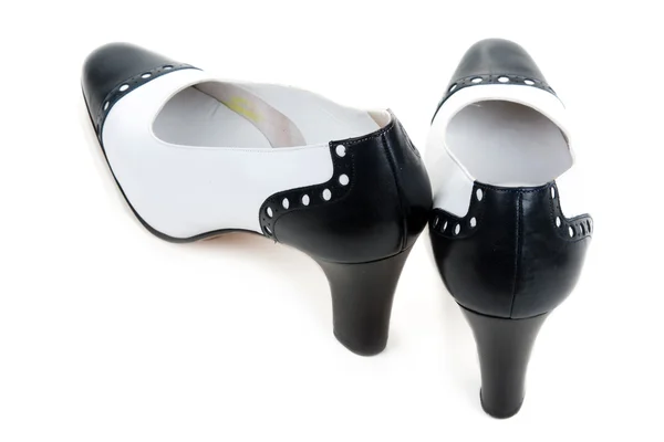 White feminine varnished loafers — Stock Photo, Image