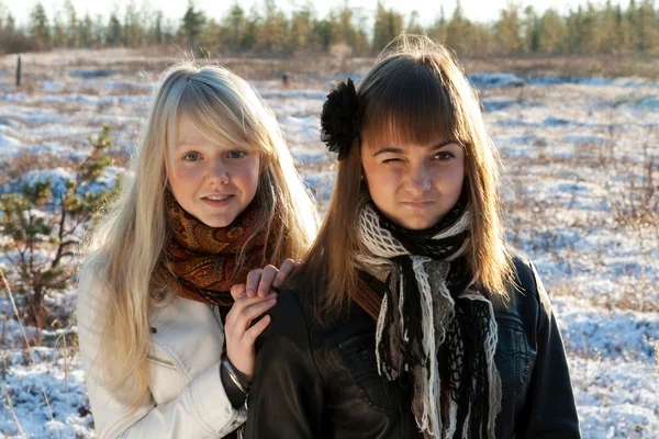 Twee jonge mooie meisjes — Stockfoto