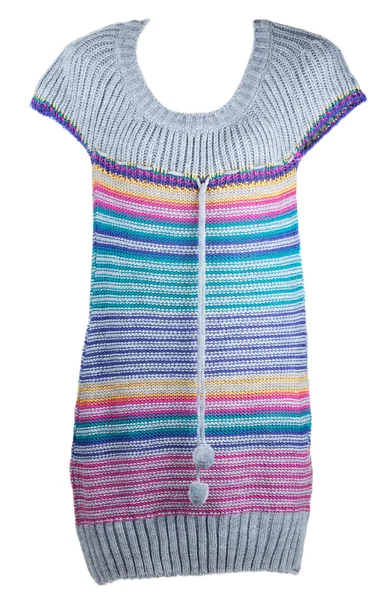 Трикотажное полосатое разноцветное женское платье — стоковое фото