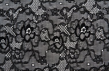 Background from black lace with pattern with form flower clipart