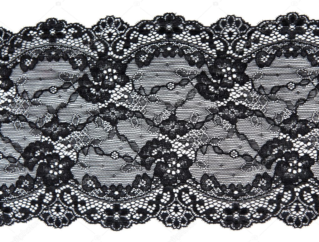 Black lace with pattern in the manner of flower