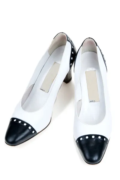 White feminine varnished loafers — Stock Photo, Image