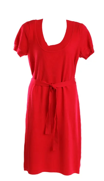 Kırmızı kadınsı örme elbise — Stok fotoğraf
