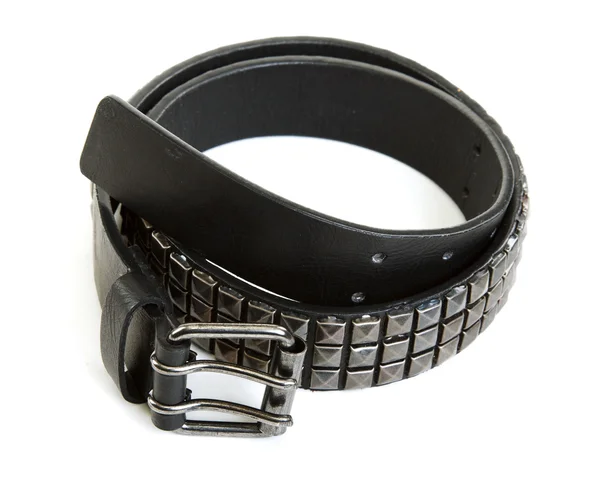 Cinturón de cuero negro con hebilla de acero — Foto de Stock