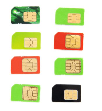 Eight colorful sim card on a white background clipart