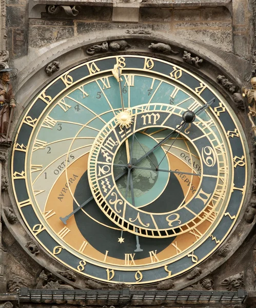 Ρολόι Στην Επιφάνεια Παλιά Διαβίωσης Στην Πράγα Τσεχία — Φωτογραφία Αρχείου