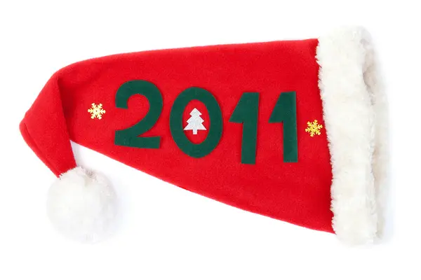 숫자 2011 산타 클로스 빨간 모자 — 스톡 사진
