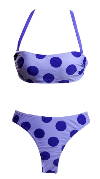 Blauer Badeanzug Mit Kreisförmigem Muster Auf Weißem Hintergrund — Stockfoto