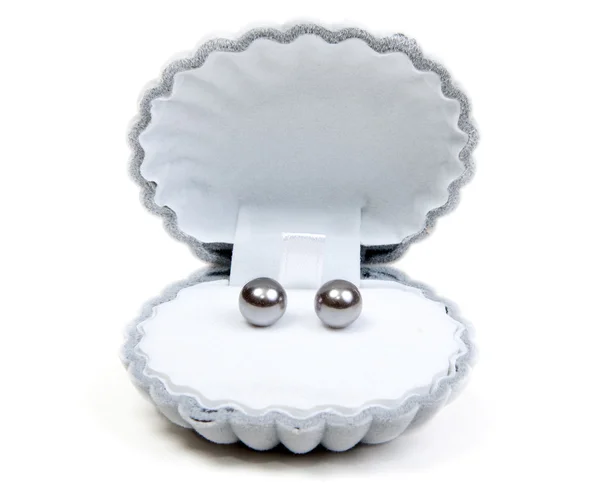 Серьги Маленькой Коробке Ожерелье Белом Фоне — стоковое фото