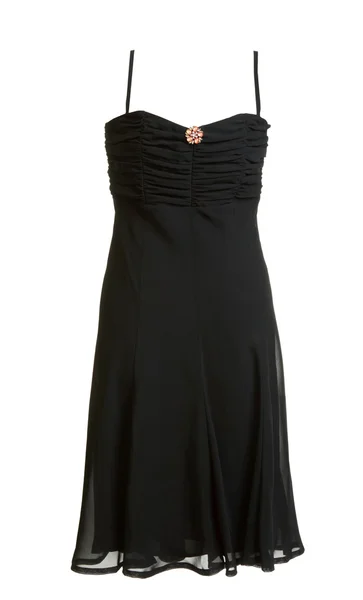 Černé Večerní Saténové Šaty Broží Bílém Pozadí — Stock fotografie