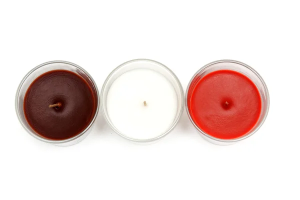 Three glass candlesticks — Stock Photo, Image