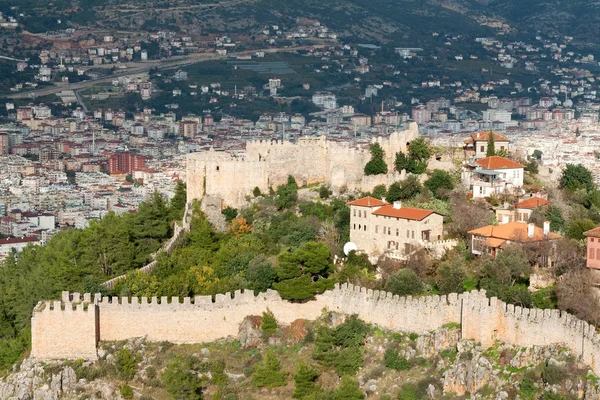 stock image Fortress on the hill in the town Alanya in Turkey