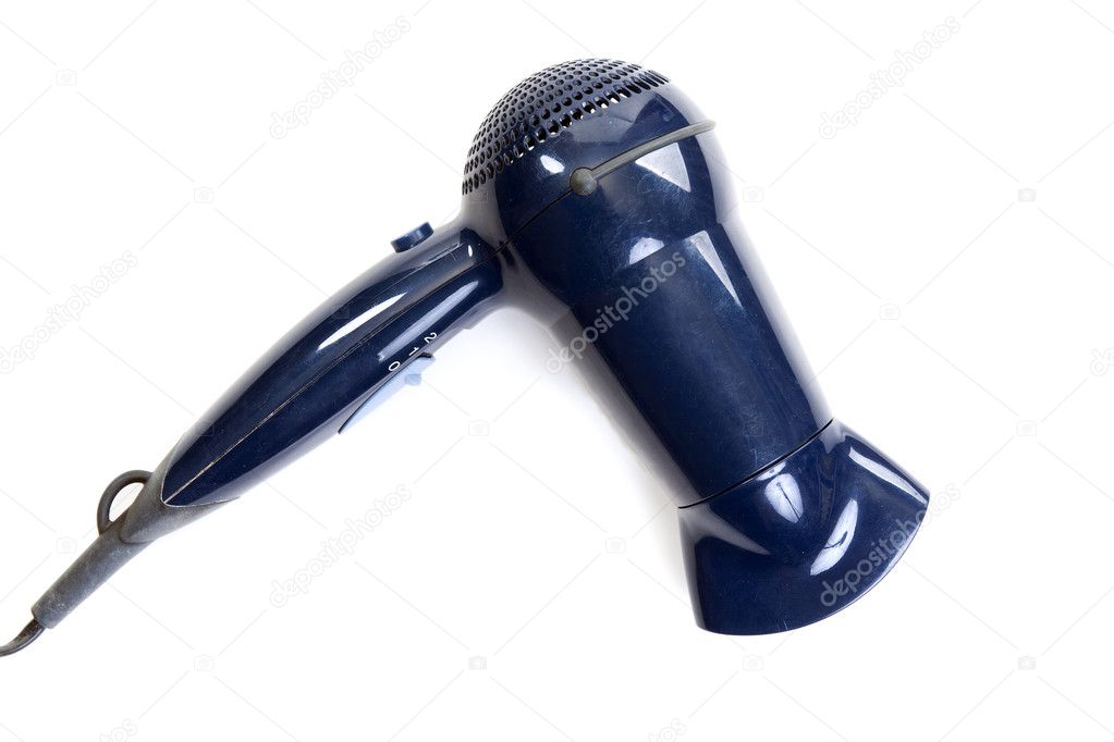 Old hair dryer on a white background