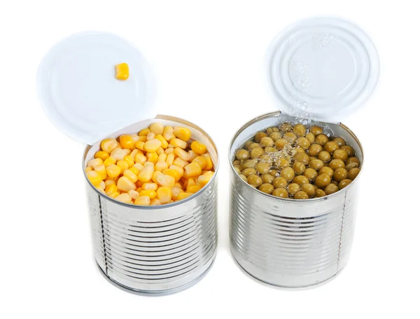 Duas latas de alumínio abertas — Fotografia de Stock