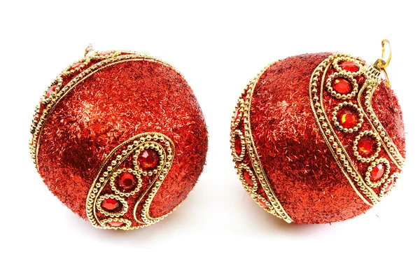 Red Christmas Balls Isolated White Background — Stock Photo, Image