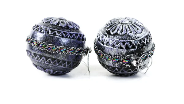 Two silver Christmas ball — Stock Photo, Image