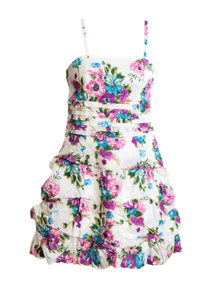 Женское Платье Цветочным Узором Белом Фоне — стоковое фото