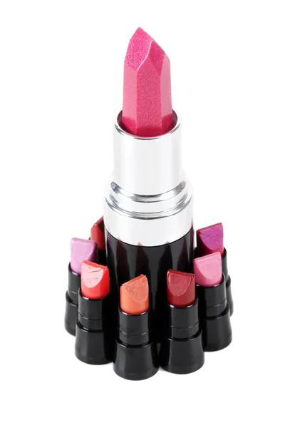 Weiblicher Roter Lippenstift Auf Weißem Hintergrund — Stockfoto
