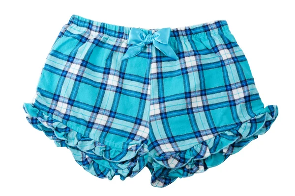 Plaid Blue Shorts Isolated White Background — Stock Photo, Image