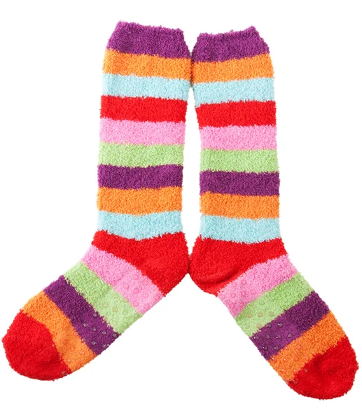 Men's Hairy Legs In Striped Socks, Top View Stock Photo, Picture
