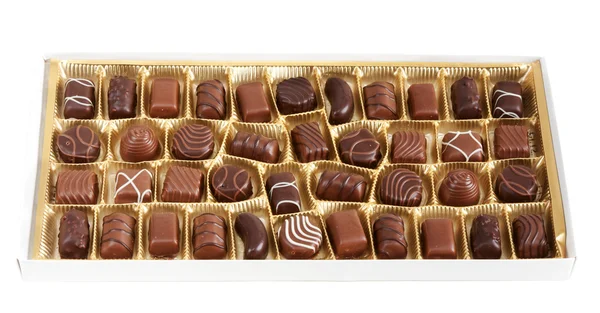 Boîte Chocolats Isolés Sur Fond Blanc — Photo