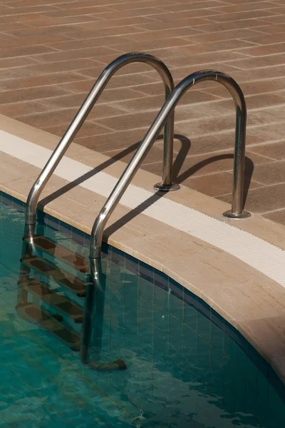 Steel Staircase Pool Turquoise Water — Stock Photo, Image