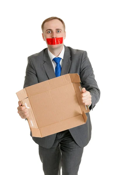 Man with his mouth sealed — Stock Photo, Image