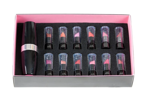 Collection Women Lipsticks Black Box — Stock Photo, Image