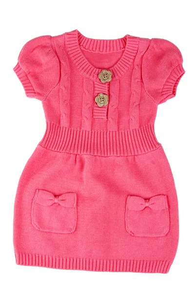 Red knitted baby dress — Stock Photo, Image