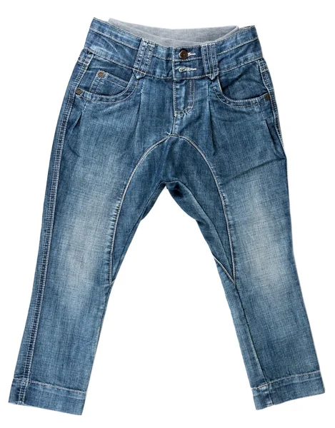Calças Jeans Azuis Isoladas Fundo Branco — Fotografia de Stock