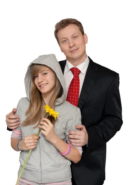 Papá con una hija adolescente — Foto de Stock