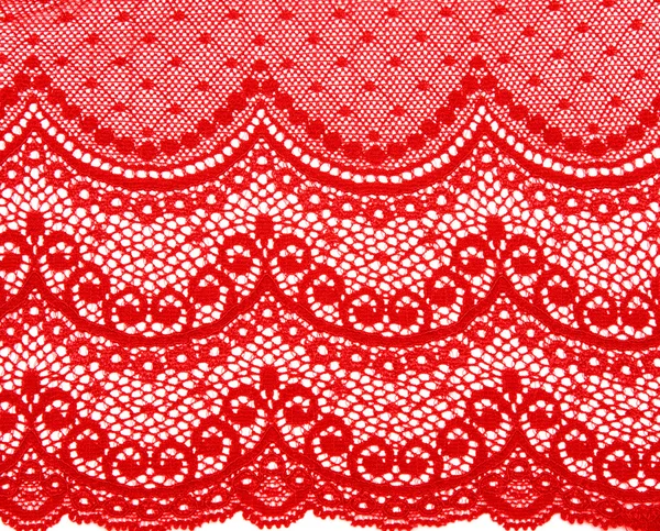 Decoratieve Rode Kant Geïsoleerde Witte Achtergrond — Stockfoto