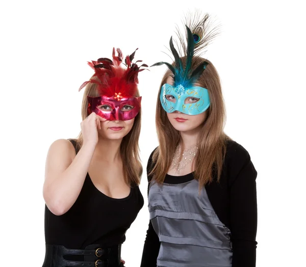 Två flickor i maskerad mask — Stockfoto