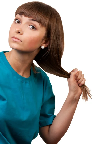 Portrait of a young brunette — Stock Photo, Image
