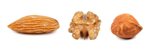 Collage av tre nötter — Stockfoto