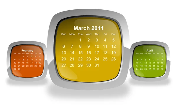 Kalendář březen 2011 — Stock fotografie