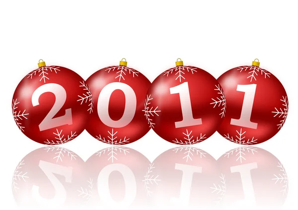 2011 nytt år illustration med julen bollar — Stockfoto