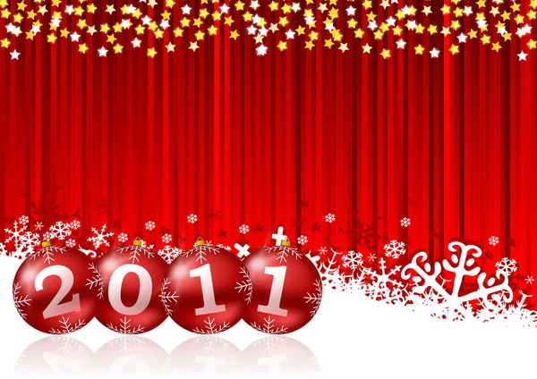 2011 nouvel an illustration avec des boules de Noël — Photo