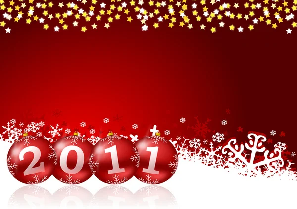 2011 nuovo anno illustrazione con palle di Natale — Foto Stock