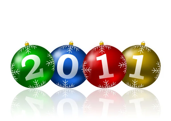 2011 ilustração do ano novo com bolas de Natal — Fotografia de Stock