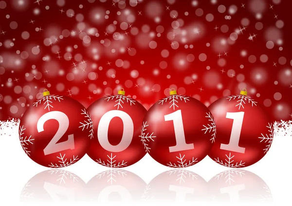 2011 nytt år illustration med julen bollar — Stockfoto