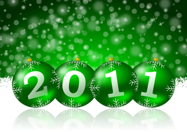 2011 Neujahr Illustration mit Weihnachtskugeln — Stockfoto