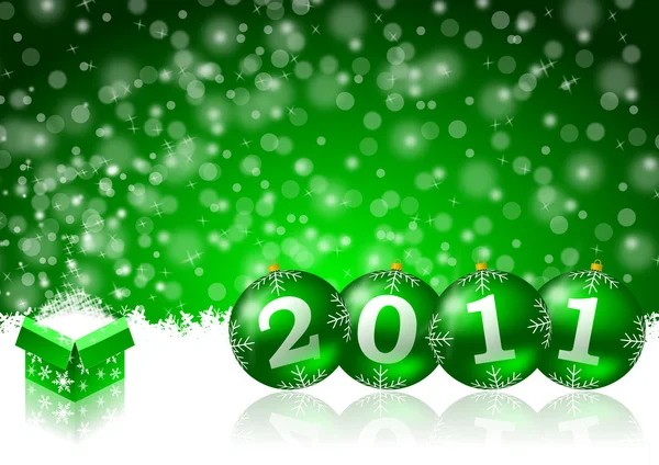 2011 рік новорічна ілюстрація з ялинковими кульками — стокове фото