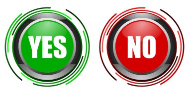 Yes and no glossy button set clipart